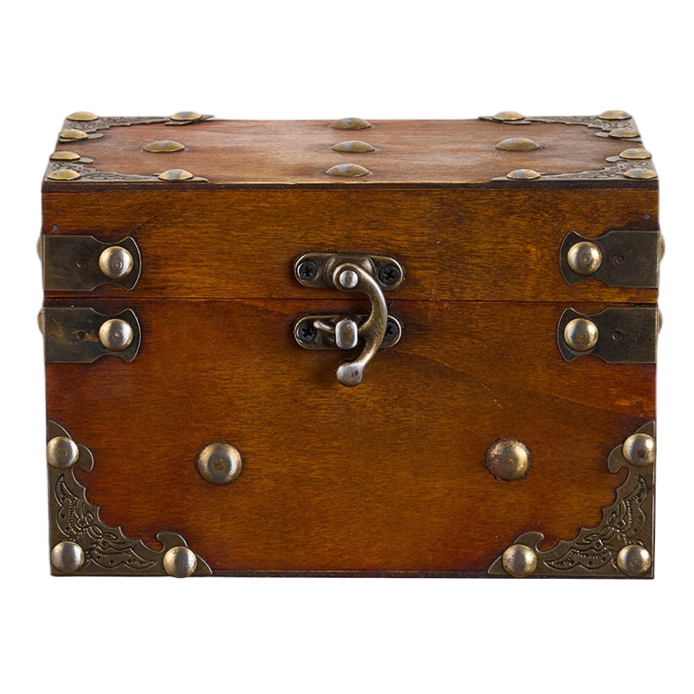 Vintage Small Wooden Jewelry Box with Lock, Keepsake Gift